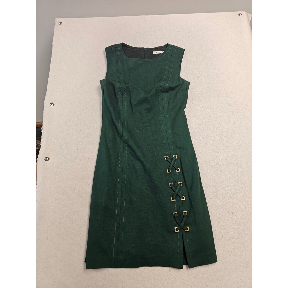 Trina Turk Womens Green Lace Up Side Slit Sleeveless Sheath Dress Size 0